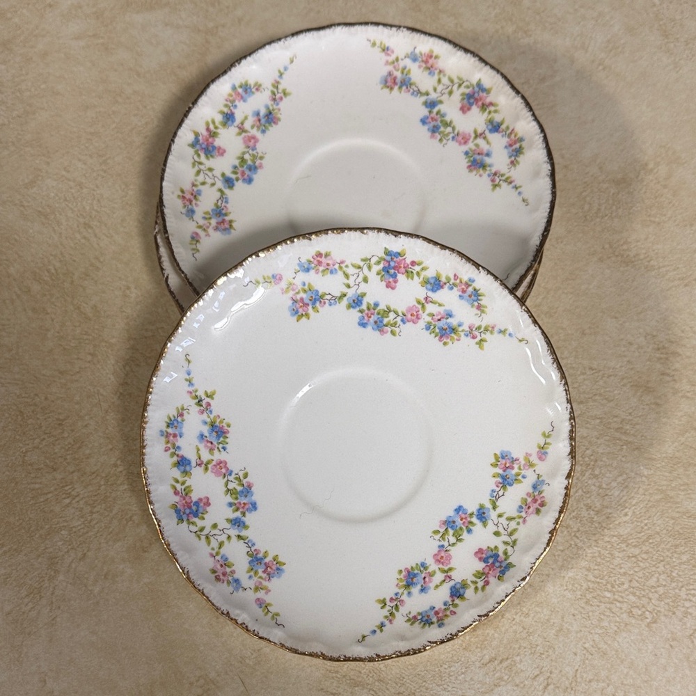 Four Blue Belle China Saucers by Pope Gosser